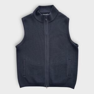 Vintage St. Croix 100% Wool Zip Front Sweater Vest Black Made in USA Mens Medium
